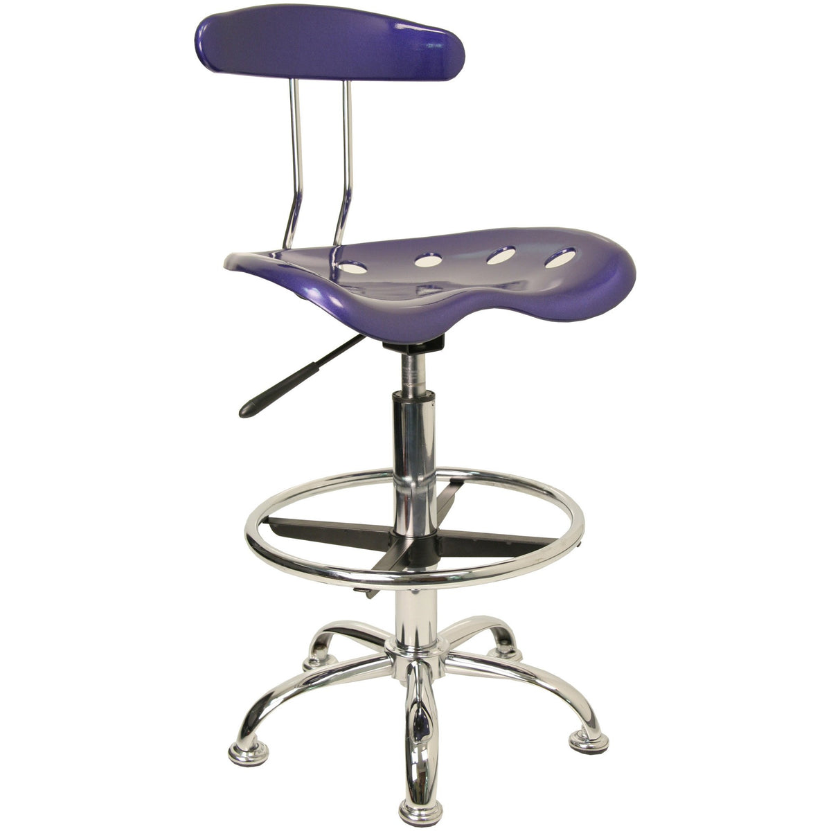 Flash Furniture Bradley Vibrant Deep Blue And Chrome Drafting Stool With Tractor Seat