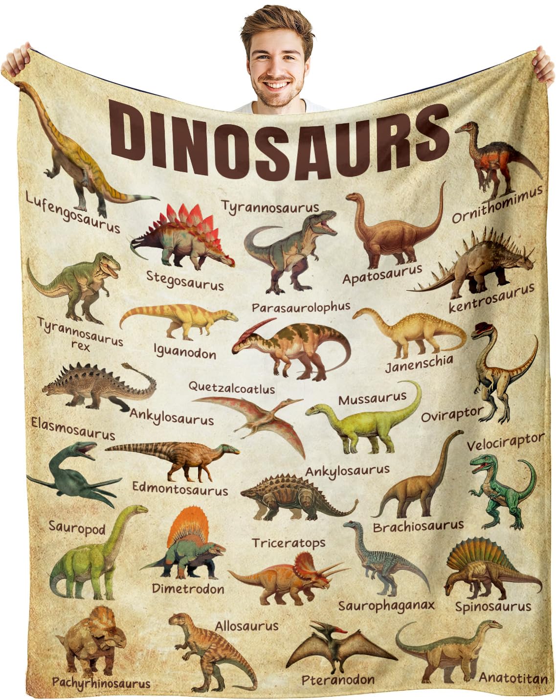 Axuluxal Dinosaur Blanket For Boys Kids, Jurassic World Dinosaurs Gifts, Educational Gifts For Toddler Dinosaur Lovers Children,