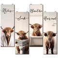 4 Pieces Highland Cow Bathroom Decor Wood Relax Soak Unwind Breathe Farmhouse Bathroom Decor Rustic Cow Bathroom Decor Sign Hang