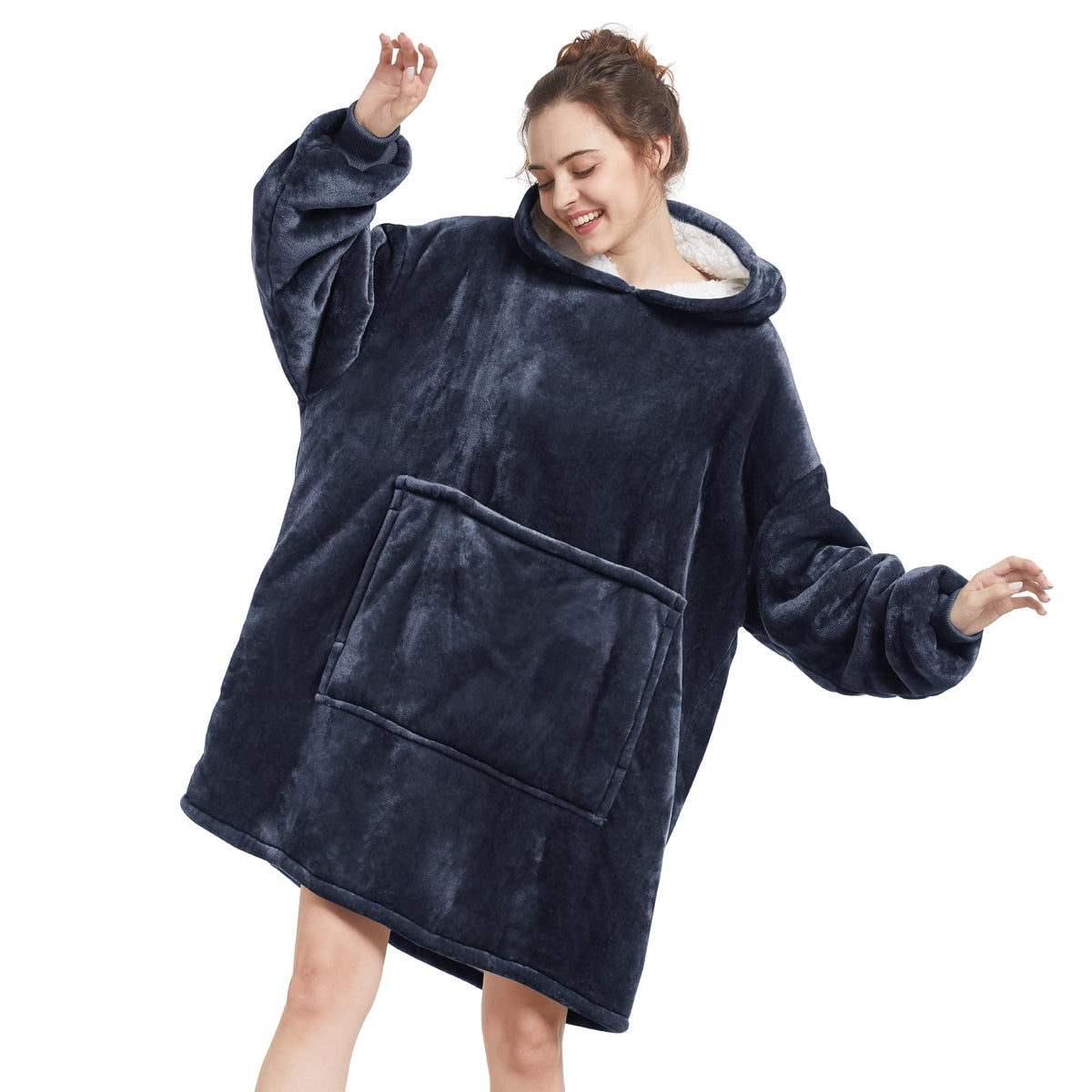 Aemilas Wearable Blanket Hoodie - Sherpa Fleece Blanket Sweatshirt As Gifts For Men Boyfriend Dad,Cozy Hooded Blanket With Giant