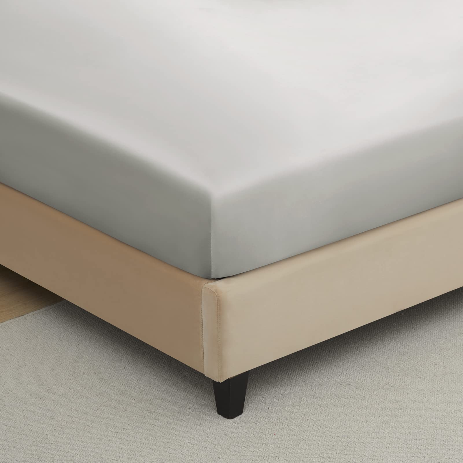 Lanest Housing California King Silk Satin Fitted Sheet, Soft Deep Pocket Single Bottom Bed Sheets Sold Separately, Wrinkle Free,