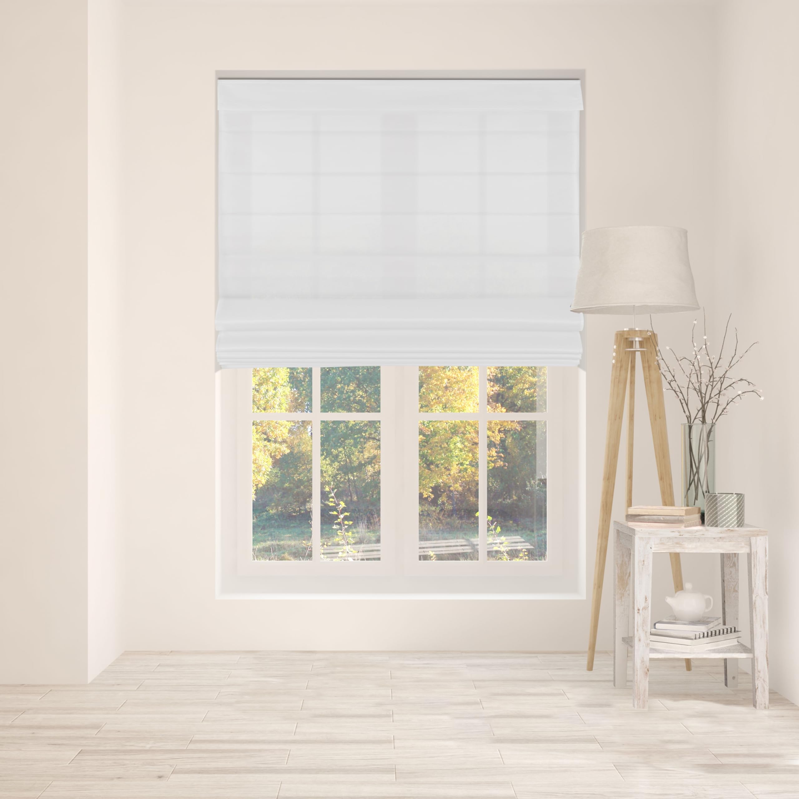 Arlo Blinds Cordless Fabric Roman Shades Light Filtering Window Blinds, Color: Cloud White, Size: 36 W x 72 H