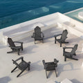 Lue Bona Poly Lumber Adirondack Chairs Set Of 6, Black Adirondack Chairs With Cup Holder, 350Lbs Modern Adirondack Chair Weather Resistant, Plastic Patio Adirondack Chair For Fire Pit, Backyard