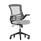 Flash Furniture Kelista Mid-Back Dark Gray Mesh Swivel Ergonomic Task Office Chair With Flip-Up Arms And Transparent Roller Wheels
