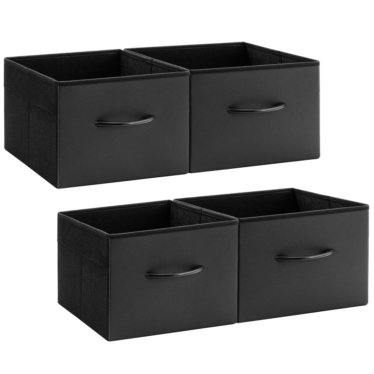 StorageWorks Black Storage Bins, Leather Storage Baskets, 4Pack