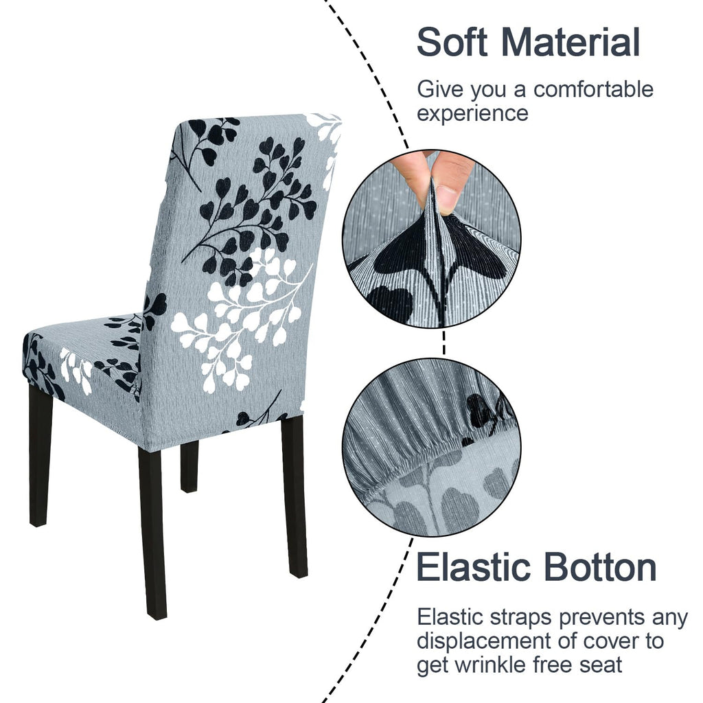 Jqinhome Pattern Chair Covers For Dining Room Set Of 6, High Stretch Removable Washable Parsons Chair Slipcover For Home Party Hotel Wedding Ceremony (Flower,6Pcs)