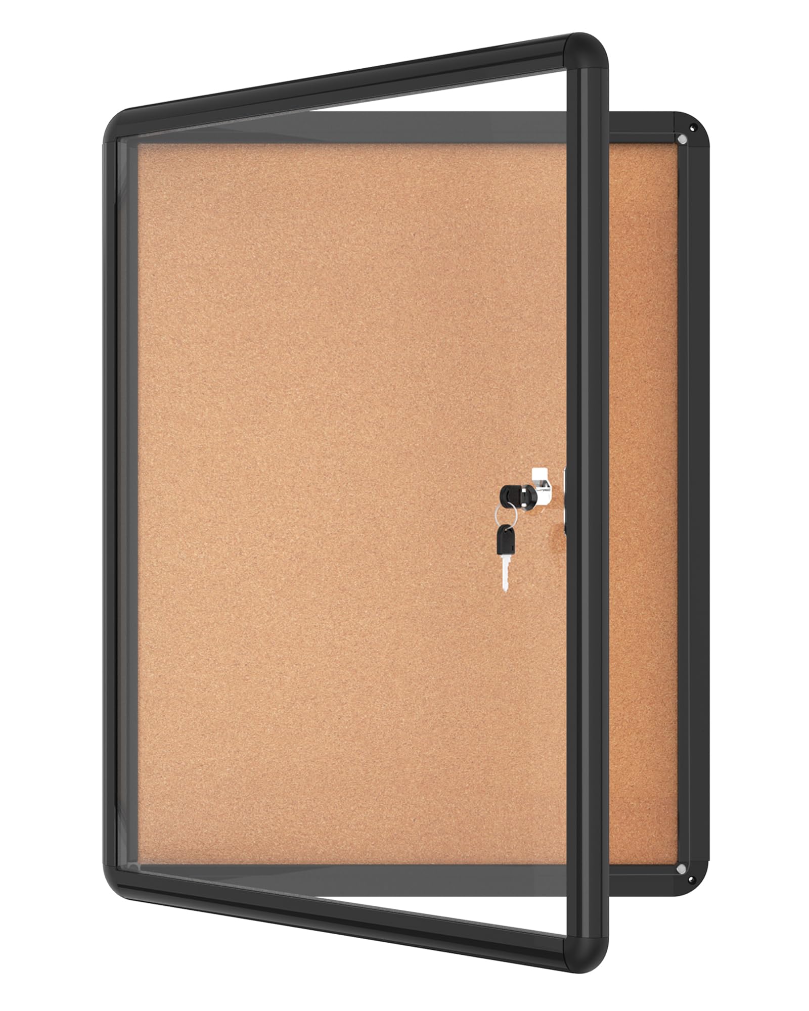 Mifuro 26'X20' Enclosed Bulletin Board, Lockable Weather-Resistant Aluminum Cork Noticeboard For School & Office, Black Frame