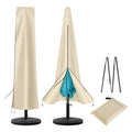 Uhousdeco Patio Umbrella Cover - Outdoor Umbrella Cover For 7.5Ft 8Ft 9Ft 10Ft 11Ft Waterproof 420D Oxford Folding Rod (Beige)