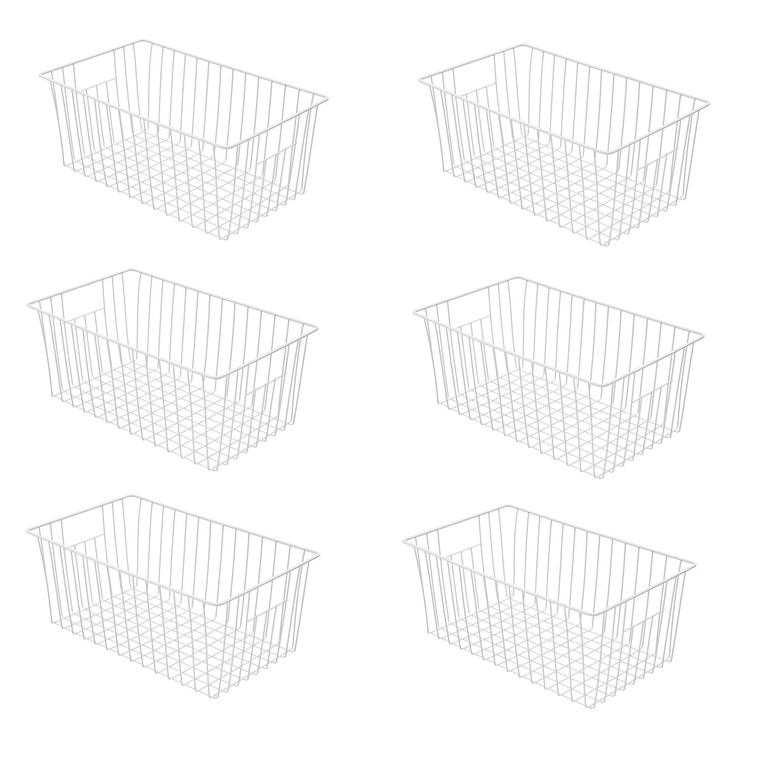 Y.Z.Bros 16Lx12W Inch Wider Freezer Storage Organizer Baskets Container, Deep Metal Wire Chest Upright Refrigerator Divider Bins