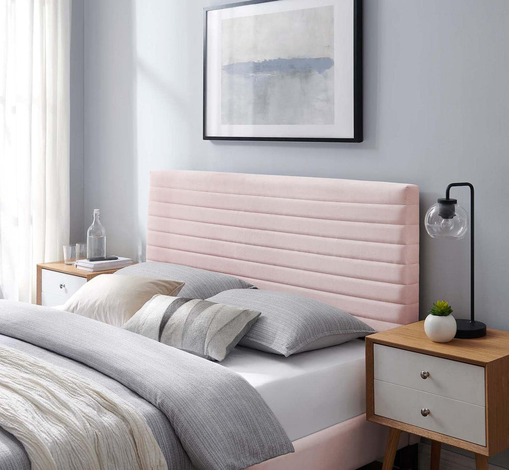 Modway Tranquil Modern Performance Velvet Twin Headboard In Pink