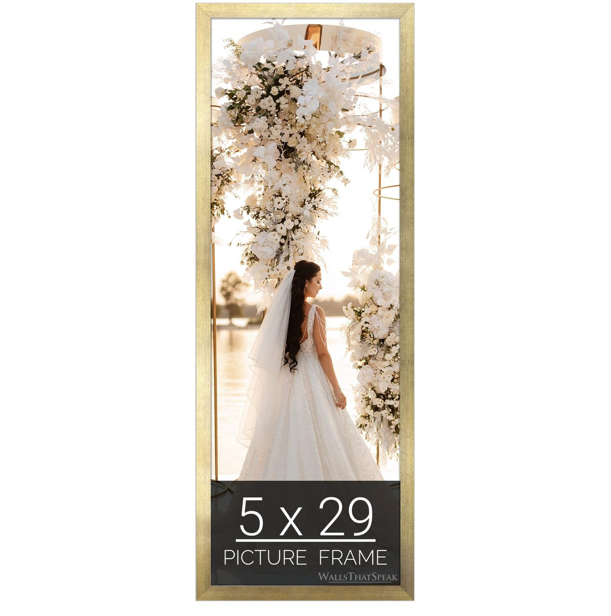 wallsthatspeak 5x29 Gold Picture Frame for Puzzles Posters Photos or Artwork