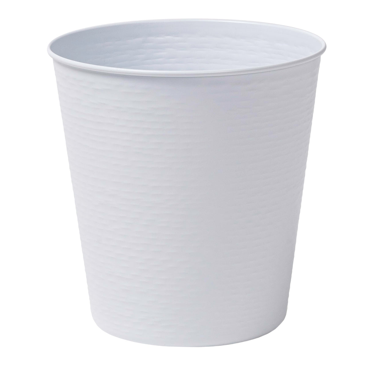 happimess Remi 2.1 Gal Textured Steel Wastebasket, Matte White