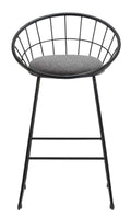 Neos Modern Furniture 26''H Gray Fabric Stool With Metal Leg, Set Of 2