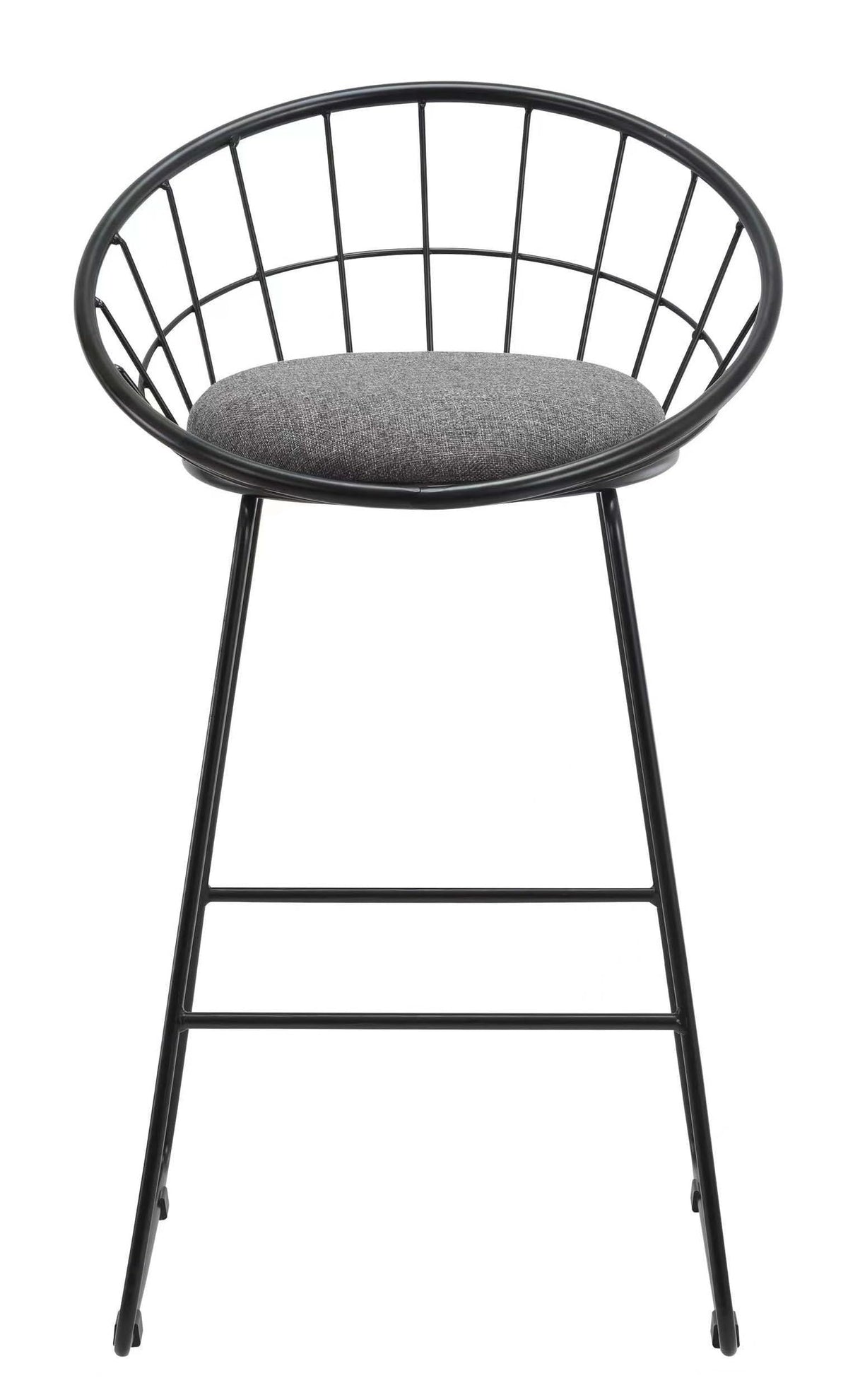 Neos Modern Furniture 26''H Gray Fabric Stool With Metal Leg, Set Of 2