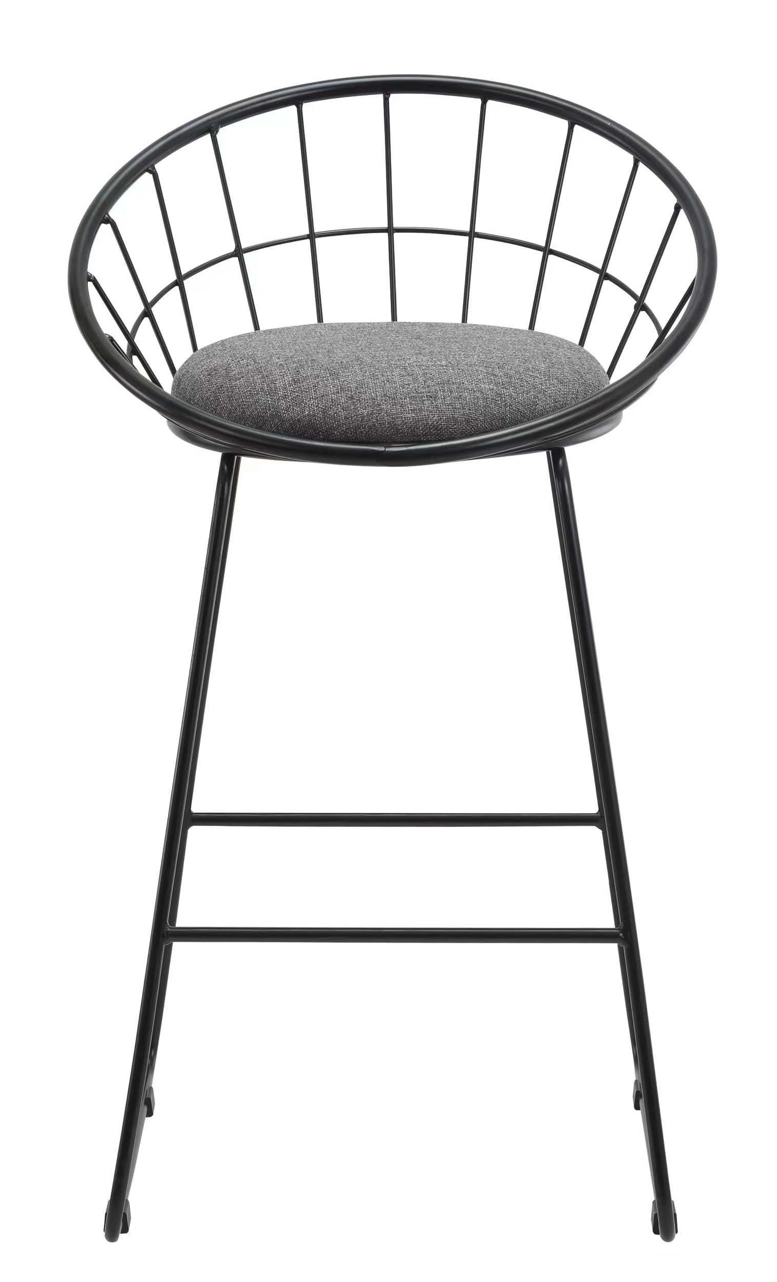 Neos Modern Furniture 26''H Gray Fabric Stool With Metal Leg, Set Of 2