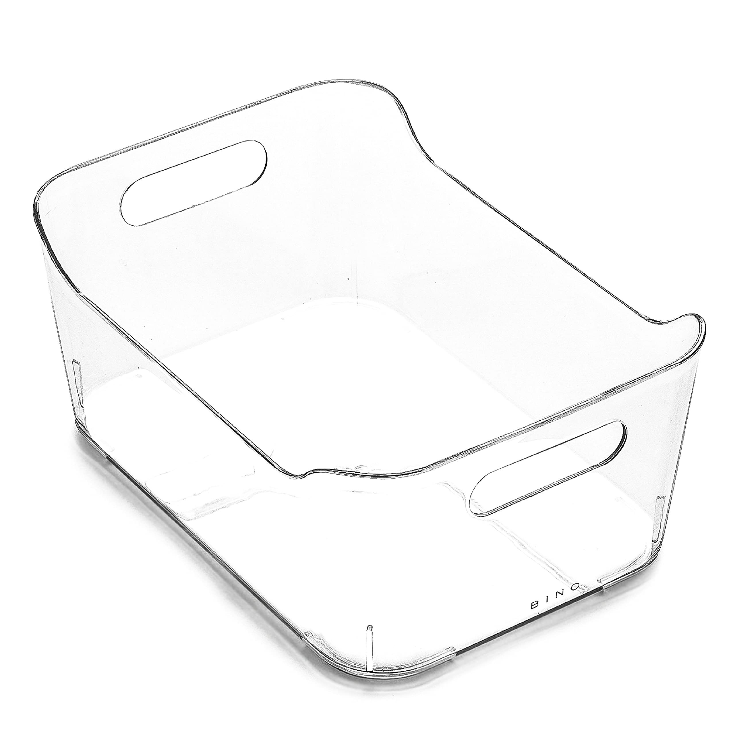 BINO Refrigerator, Freezer and Pantry Cabinet Storage Organizer Bin with Handles - Clear and Transparent Plastic Wide Nesting Fo