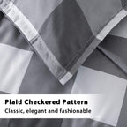 Andency Light Gray Plaid Comforter Twin(66X90 Inch), 2 Pieces(1 Plaid Comforter And 1 Pillowcase) Buffalo Check Plaid Comforter