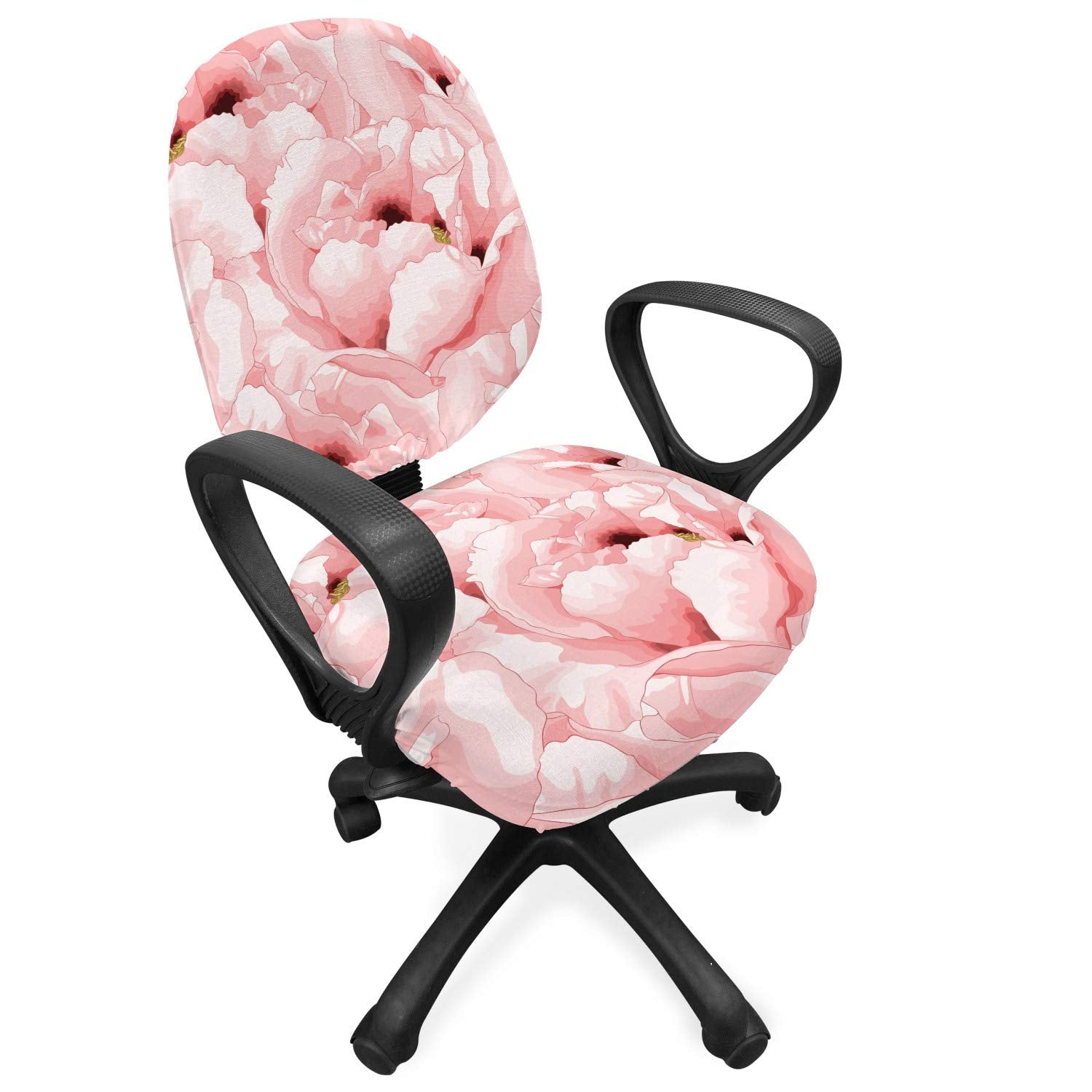 Ambesonne Watercolor Office Chair Slipcover, Vintage Hand Drawn Flowers Blossoming Nature Spring Season Inspirations, Protective