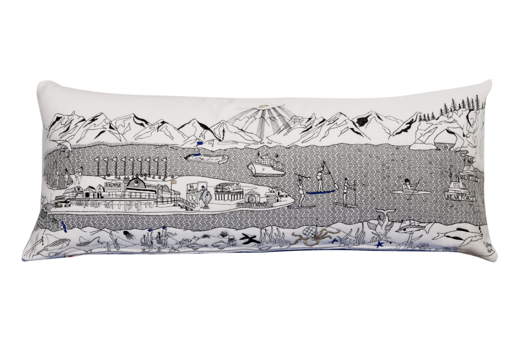 HomeRoots Cream 35' White Homer Spit Daylight Skyline Lumbar Decorative Pillow