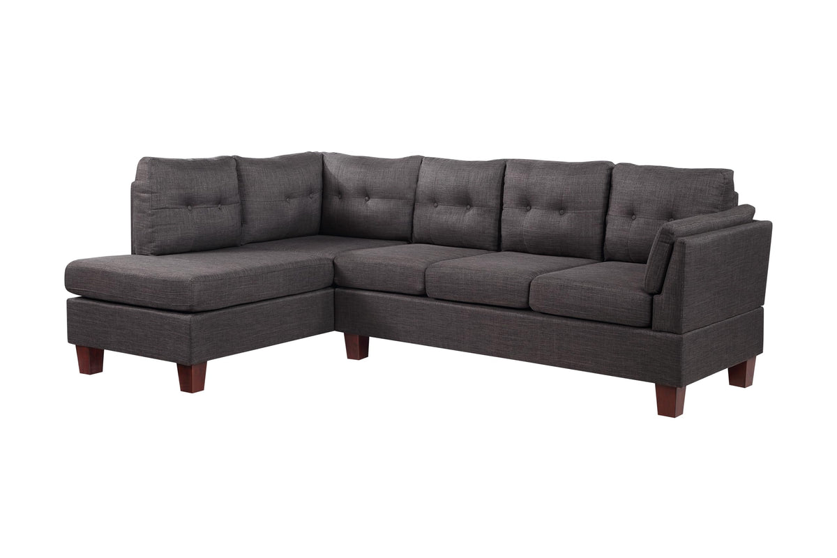 Dalia 97" W Dark Gray Linen Modern Sectional Sofa with Left Facing Chaise