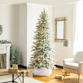Glitzhome 22 L White Wooden Tree Collar Tree Stand Cover Decorative Christmas Tree Skirt Tree Box for Christmas Decoration