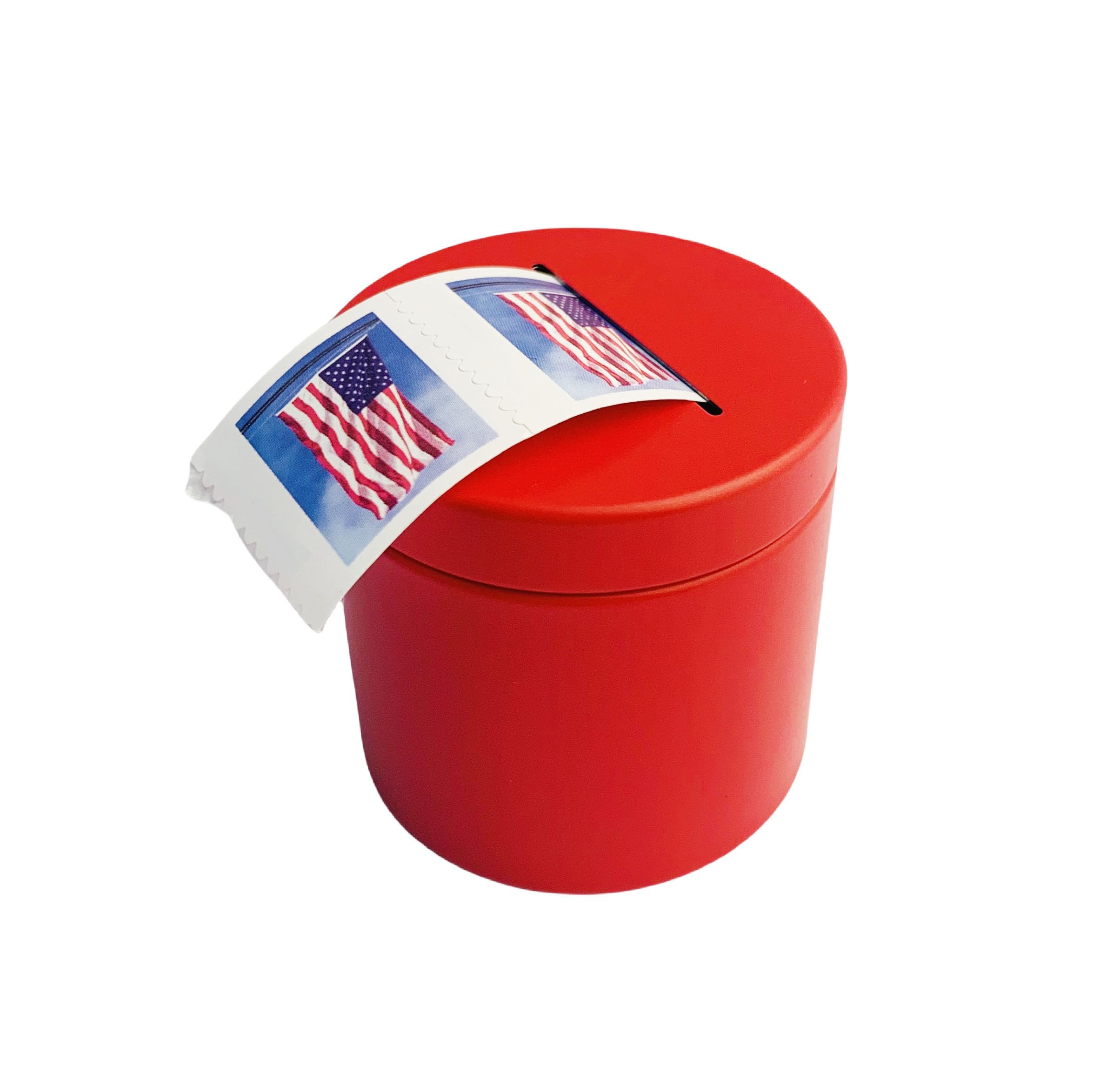 Kuqiley Postage Stamp Dispenser - Stamp Roll Dispenser Red Iron Can Material Stamp Dispenser Compact And Impact-Resistant For De