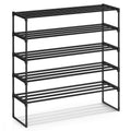 SONGMICS Shoe Rack, 5-Tier Shoe Organizer, Metal Storage Shelf, Upright or Upside Down, for 20-25 Pairs, Stackable, for Entryway
