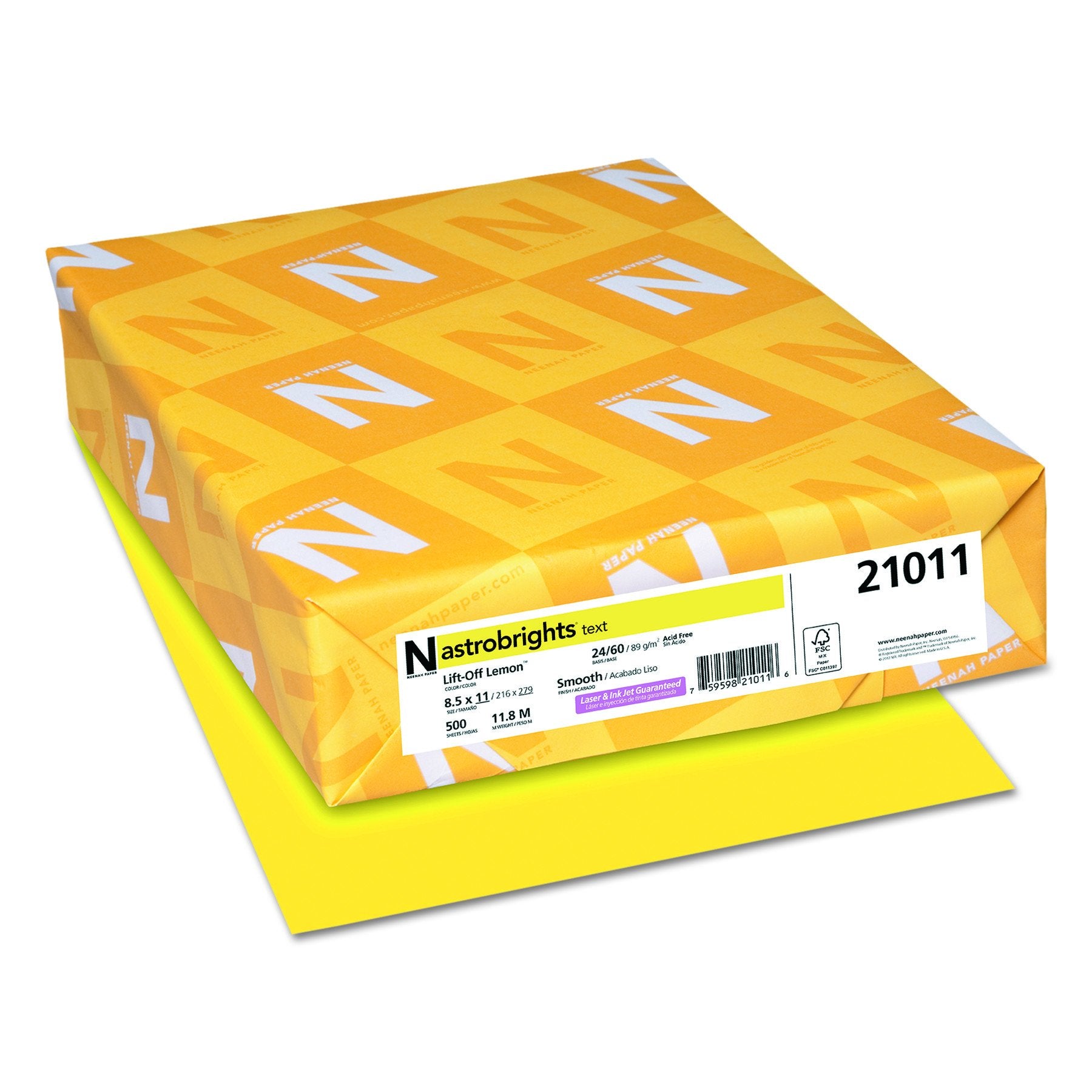 Wausau Astrobrights Heavy Duty Paper, 24 Lb, 8.5 X 11 Inches, Lift-Off Lemon, 500 Sheets (22631)
