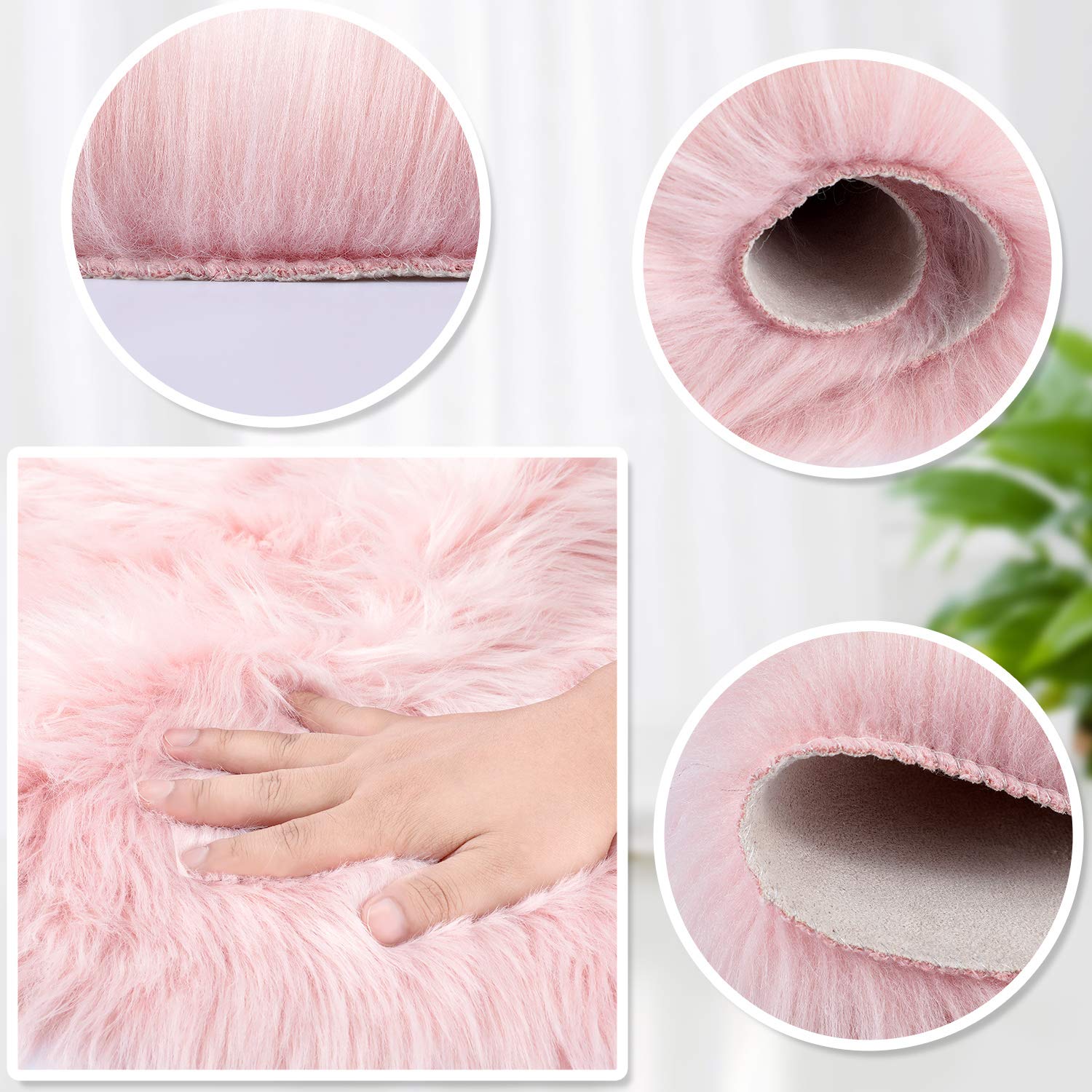 Mudder 2 Pieces Heart Shaped Rug Faux Room Fluffy Carpet Heart Shaped Door Mat For Room Bedroom, 12 X 16 Inch(Pink)