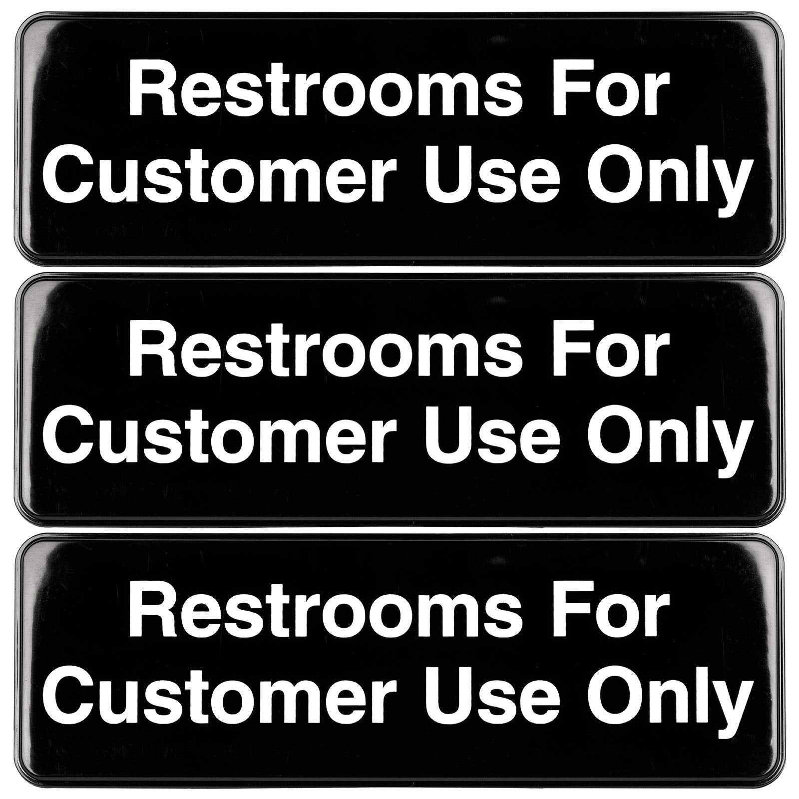 Excello Global Products Restrooms For Customer Use Sign: Easy To Mount Informative Plastic Sign With Symbols 9'X3', Pack Of 3