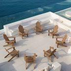 Lue Bona Poly Lumber Adirondack Chairs Set Of 8, Brown Adirondack Chairs With Cup Holder, 350Lbs Modern Adirondack Chair Weather Resistant, Plastic Patio Adirondack Chair For Fire Pit, Backyard