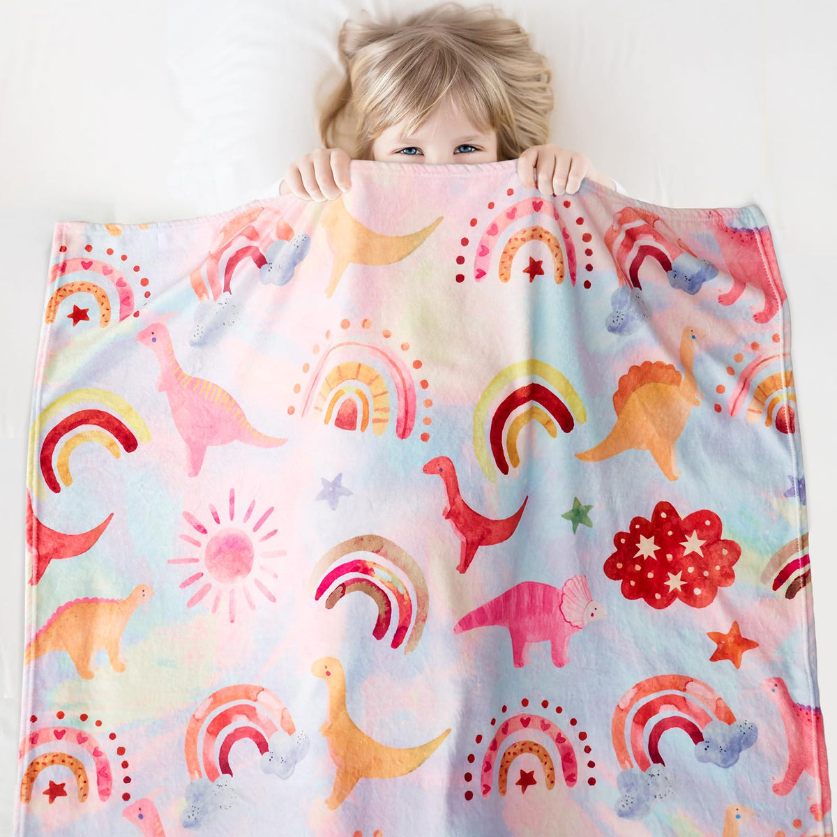 Cloele Dinosaur Blanket For Girls Pink Throw Toddler Blanket Unique Dinosaur Gifts For Kids And Teens - 50' X 60' Tie Dye Dino