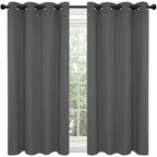Deconovo Kitchen Curtains 54 Inch Length, Room Darkening Curtains, Soundproof Window Drapes, Grommet Top (Dark Grey, 52X54 Inch, 2 Panels)
