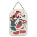 Disney Mickey Mouse Santa Claus Hanging Wood Wall Decor - Fun Santa Mickey Sign for Christmas Decorating