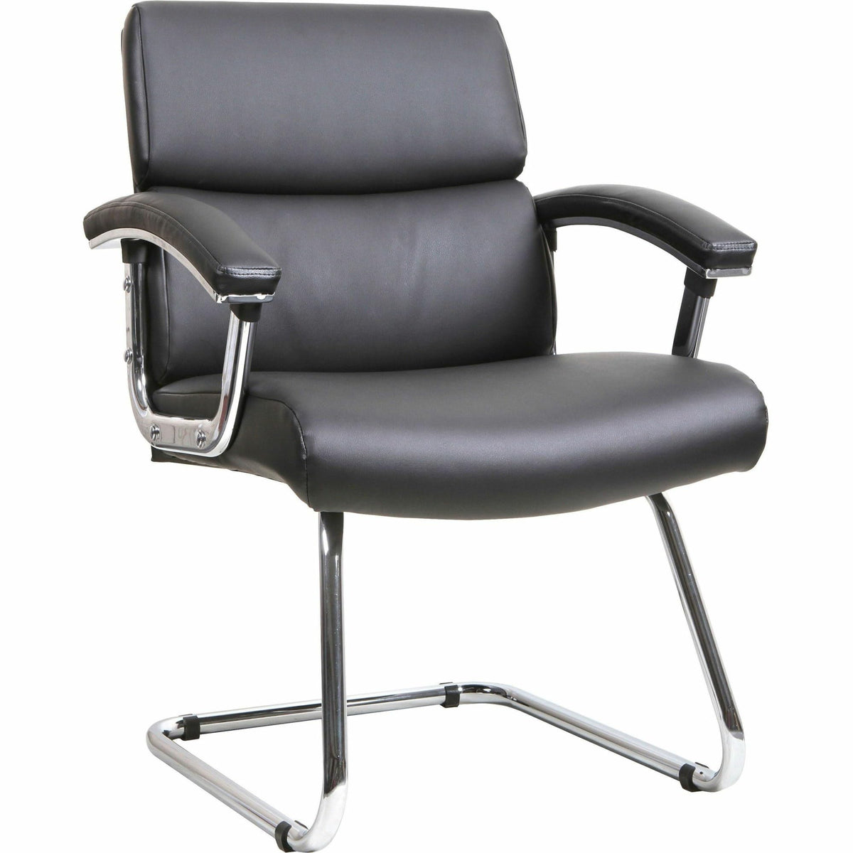 Lorell Sled Base Leather Black Guest Chair