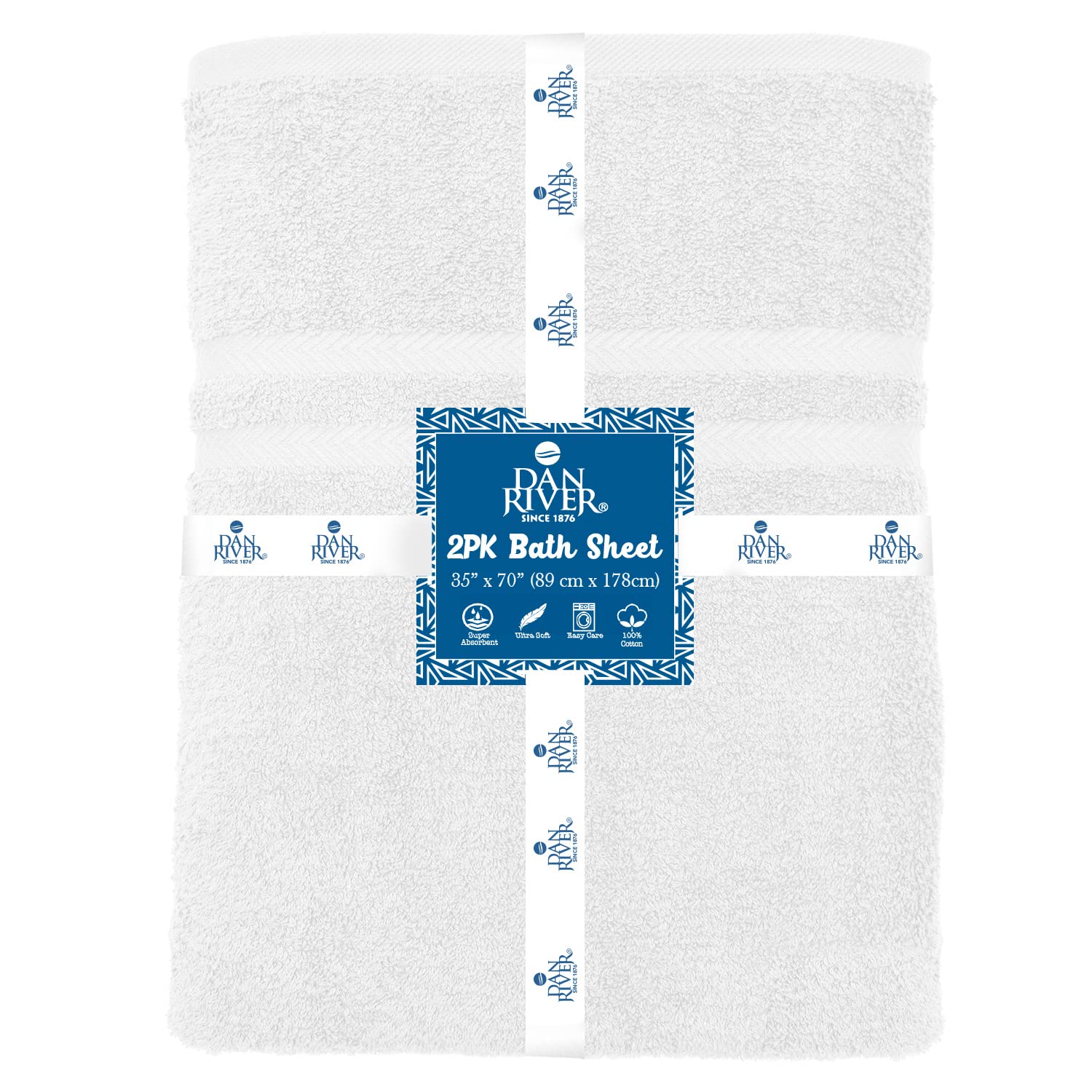 Dan River Bath Sheets Set Of 2 - 550 Gsm Ultra Super Soft & Highly Absorbent Sheets - 100% Cotton Jumbo Large Bath Towels For Ba