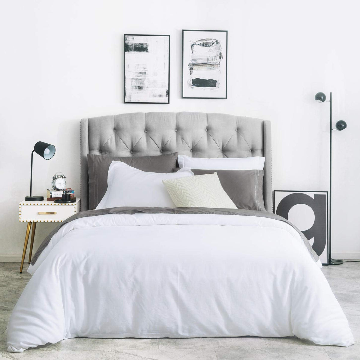 Susybao White Duvet Cover King 100% Cotton Hotel Collection White Duvet Cover 3 Pieces Set 1 Solid Color White Duvet Cover With