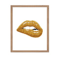 Poster Master Gold Lips Poster - Lip Bite Print - Modern Art - Trendy Art - Minimal Art - Boho Art - Gift for Men & Women - Aest