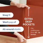 Extra Deep Pocket Cal King Sheets - 4 Piece Breathable & Cooling Bed Sheets - Hotel Luxury Sheet Set - Soft, Wrinkle Free & Comfy - Easily Fits Extra Deep Mattresses - Deep Pocket Terracotta Sheets
