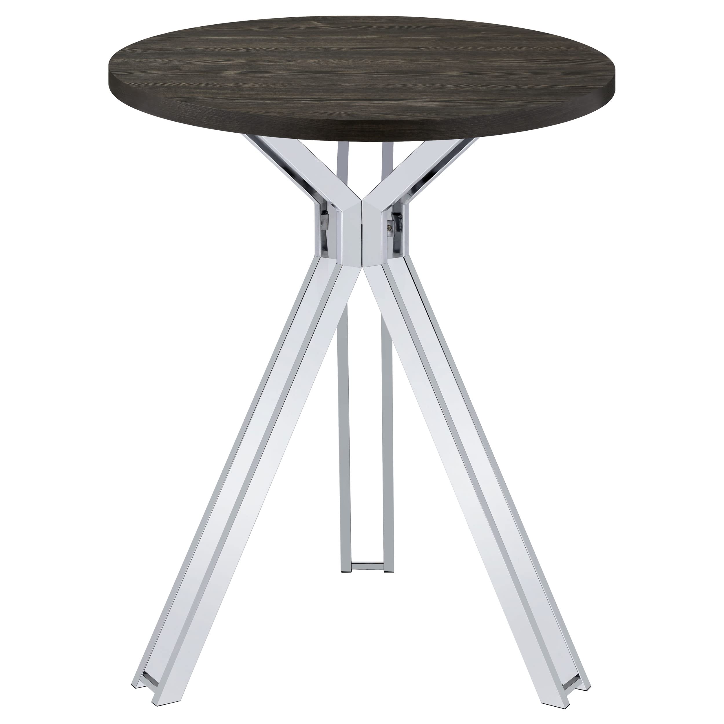 Coaster Home Furnishings Edgerton Round Wood Top Bar Table Dark Oak and Chrome
