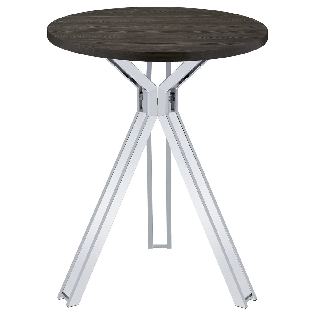 Coaster Home Furnishings Edgerton Round Wood Top Bar Table Dark Oak and Chrome