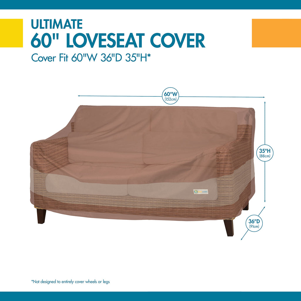 Duck Covers Ulv623835 Ultimate Patio Loveseat Cover, 62 'W X 38' D X 35' H, Mocha Cappuccino, Patio Furniture Covers