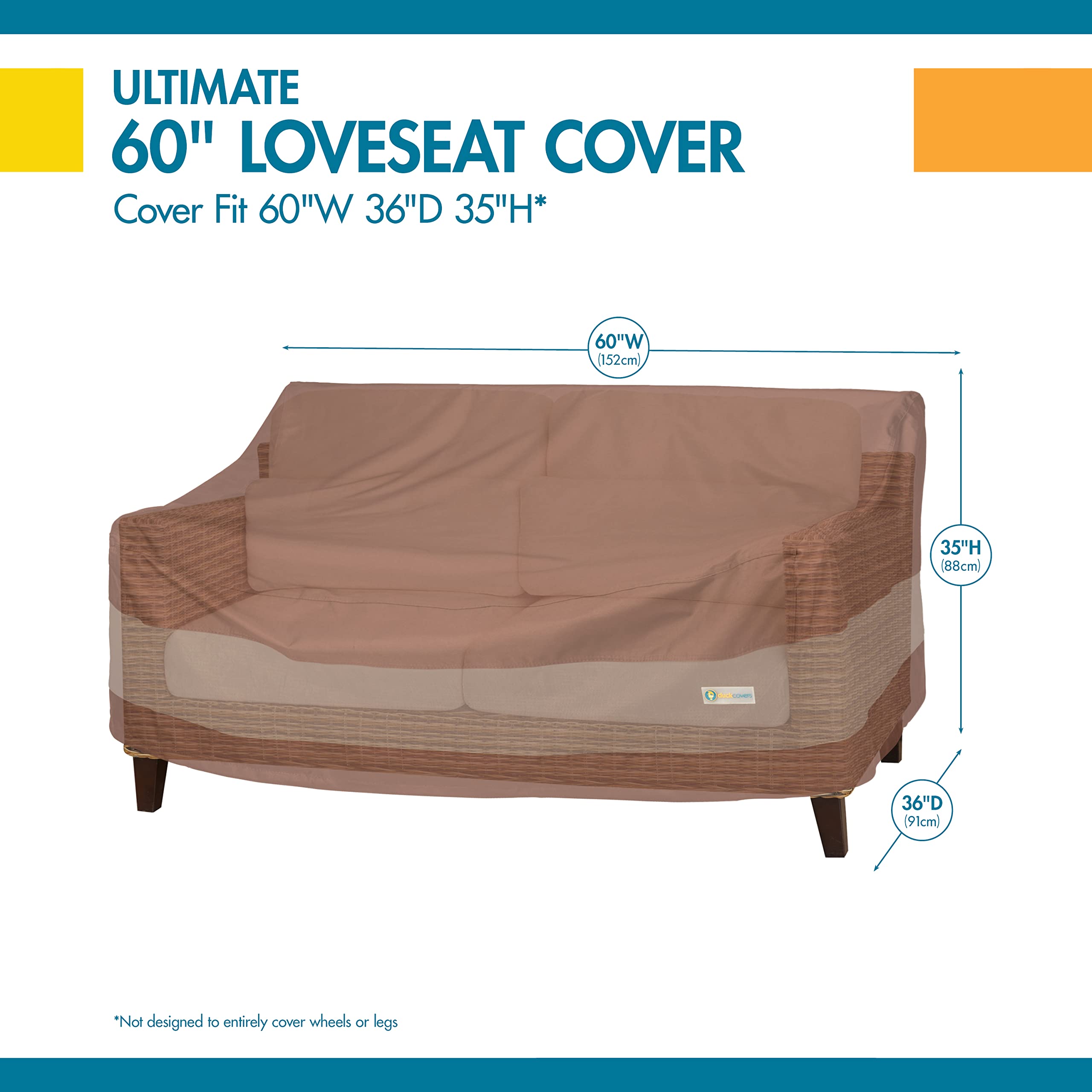Duck Covers Ulv623835 Ultimate Patio Loveseat Cover, 62 'W X 38' D X 35' H, Mocha Cappuccino, Patio Furniture Covers
