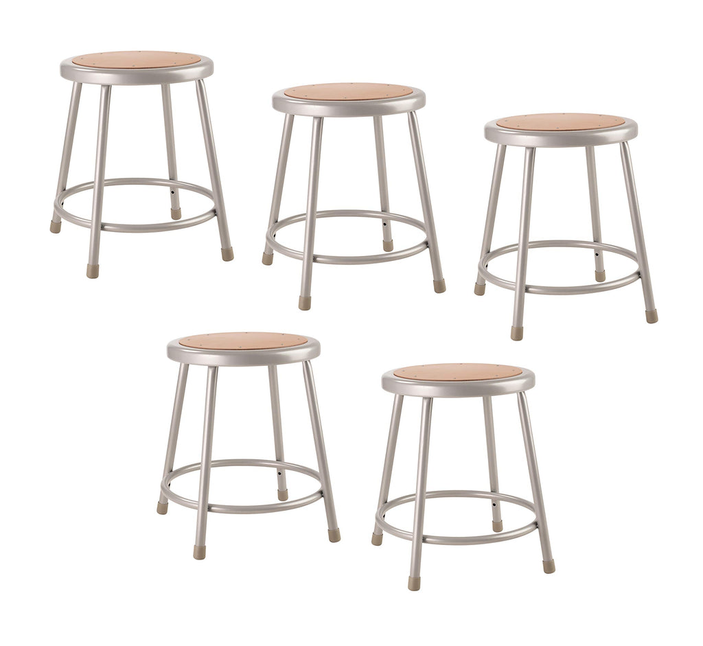National Public Seating (5 Pack) 18" Heavy Duty Steel Stool, Grey