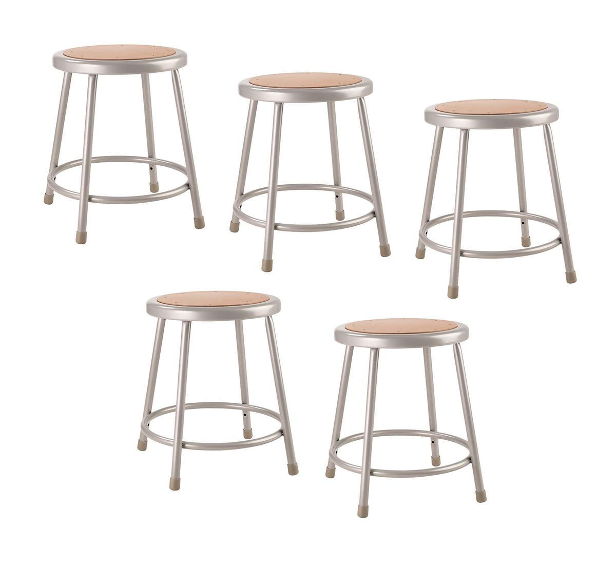 National Public Seating (5 Pack) 18&quot; Heavy Duty Steel Stool, Grey