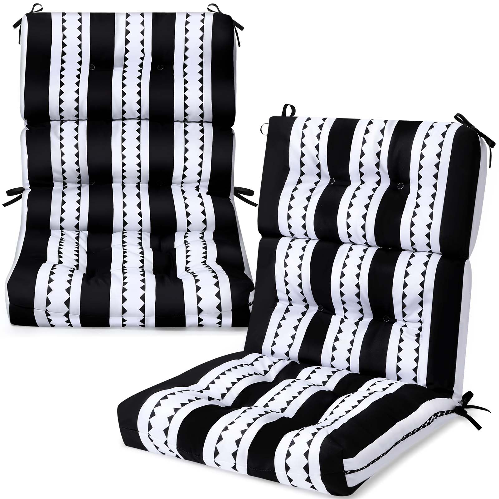 Chitidr 2 Pack High Back Outdoor Chair Cushions Bulk Waterproof Indoor Outdoor Chair Cushion Seat And Back Rocking Chair Cushion