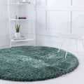 Rugs.com Infinity Collection Solid Shag Area Rug 6 Ft Round Forest Green Shag Rug Perfect for Kitchens, Dining Rooms