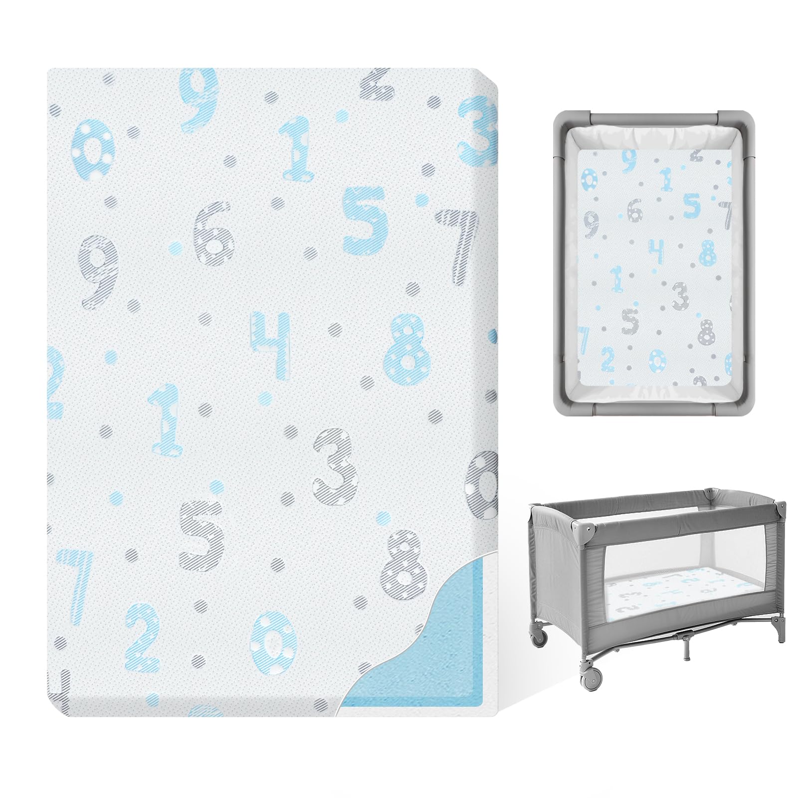 voomf Pack and Play Mattress Pad - 38x26 Dual-Sided Memory Foam Pack N Play Mattresses - Portable Baby Crib Mattress with Breath