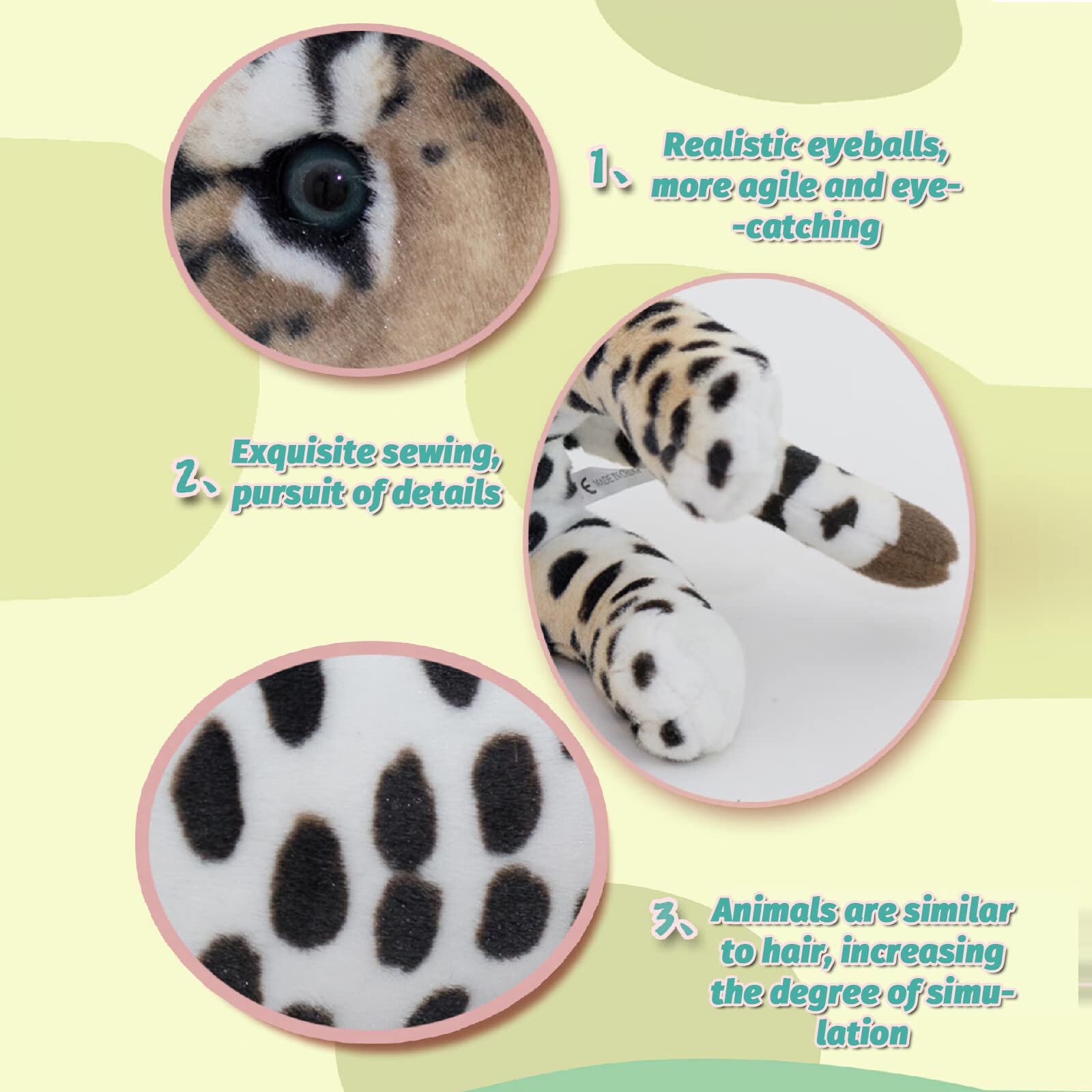 Gisqis Cheetah Stuffed Animal, 24' Leopard Stuffed Animal Cheetah Stuffy Leopard Plush Toys Cute Safari Realistic Stuffed Anima