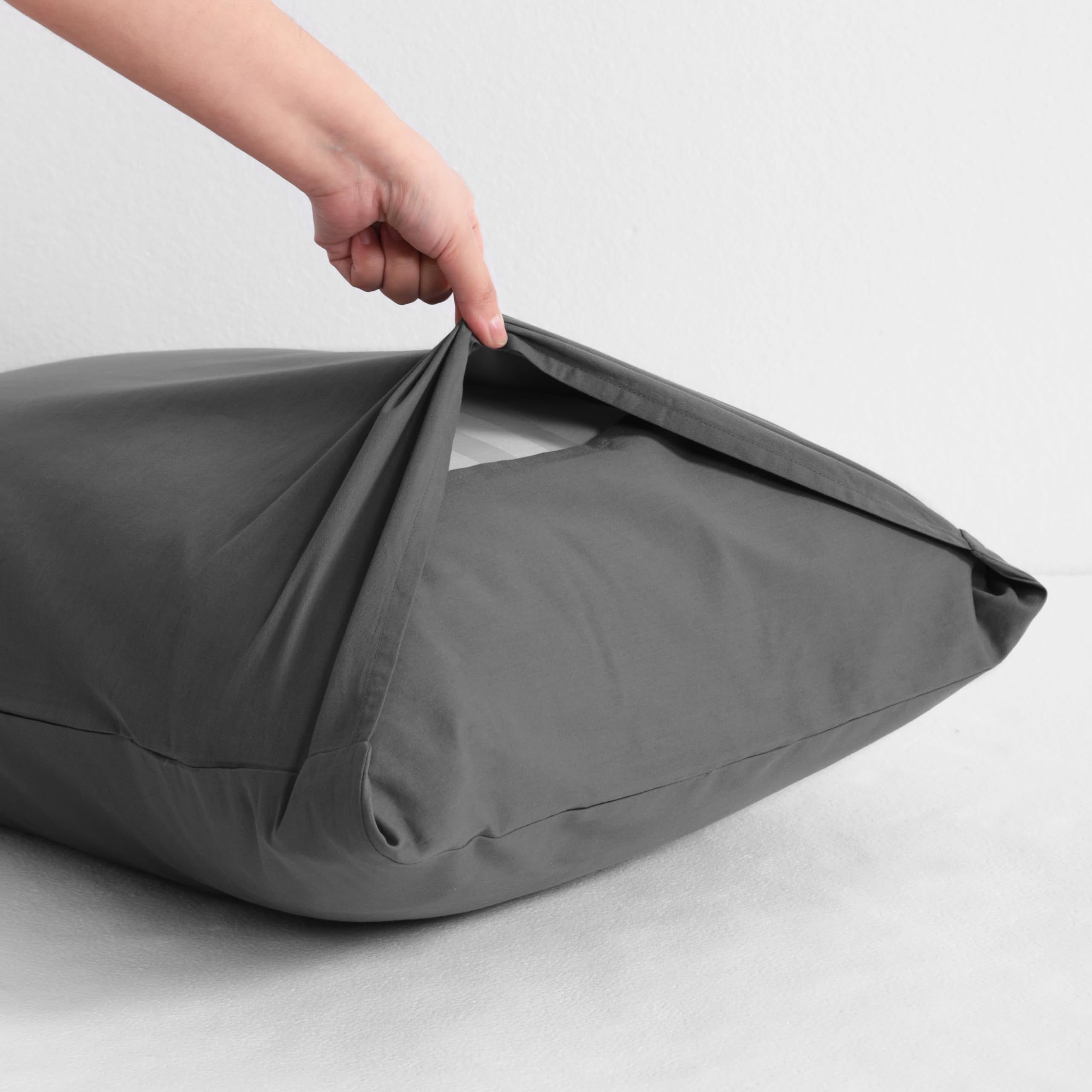 Ntbay Queen Cotton Pillowcases - Envelope Closure 20X30 Pillowcases Set Of 2, Breathable And Soft Bed Pillow Cases, Dark Grey